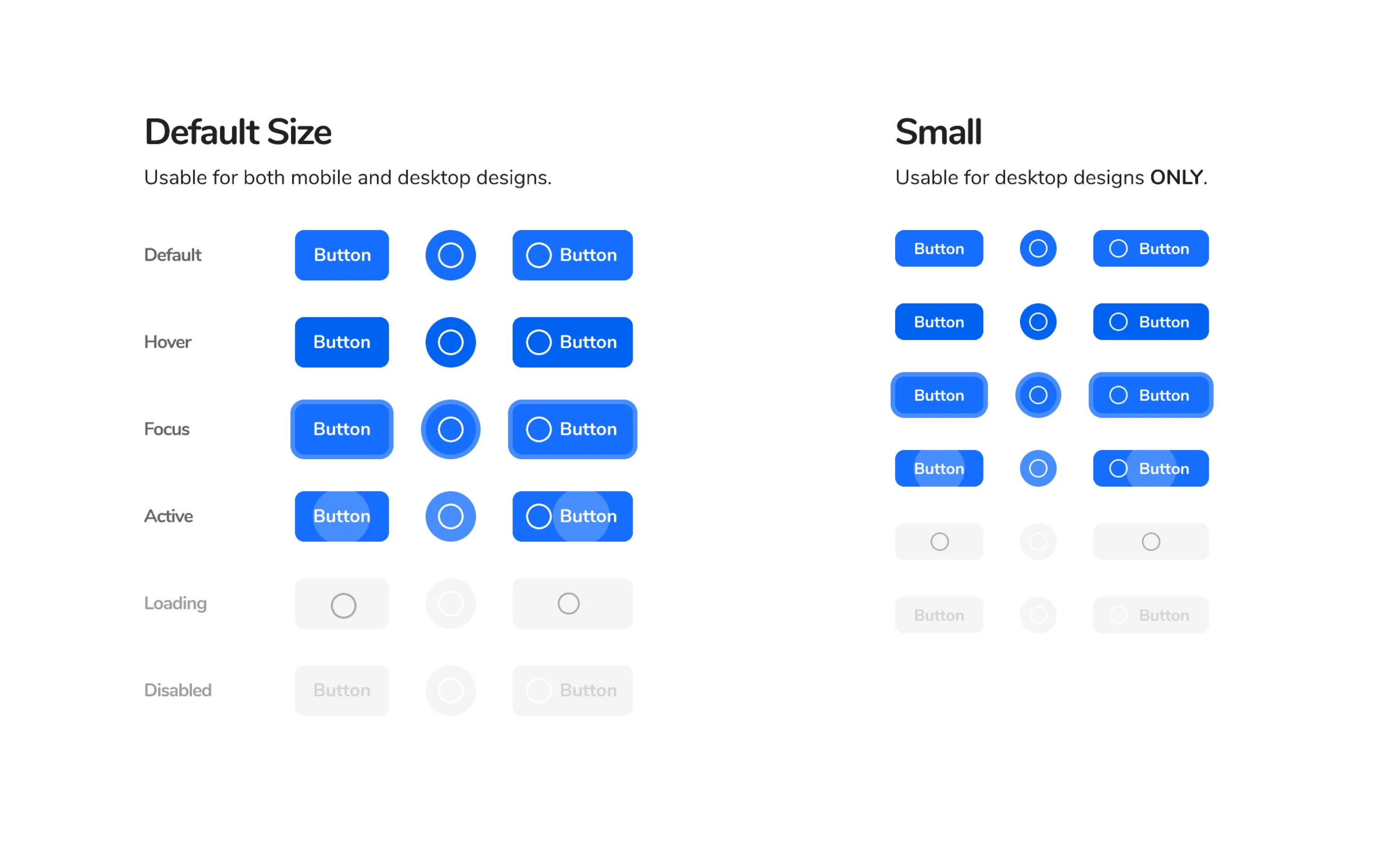 Photo of our primary button in all variations