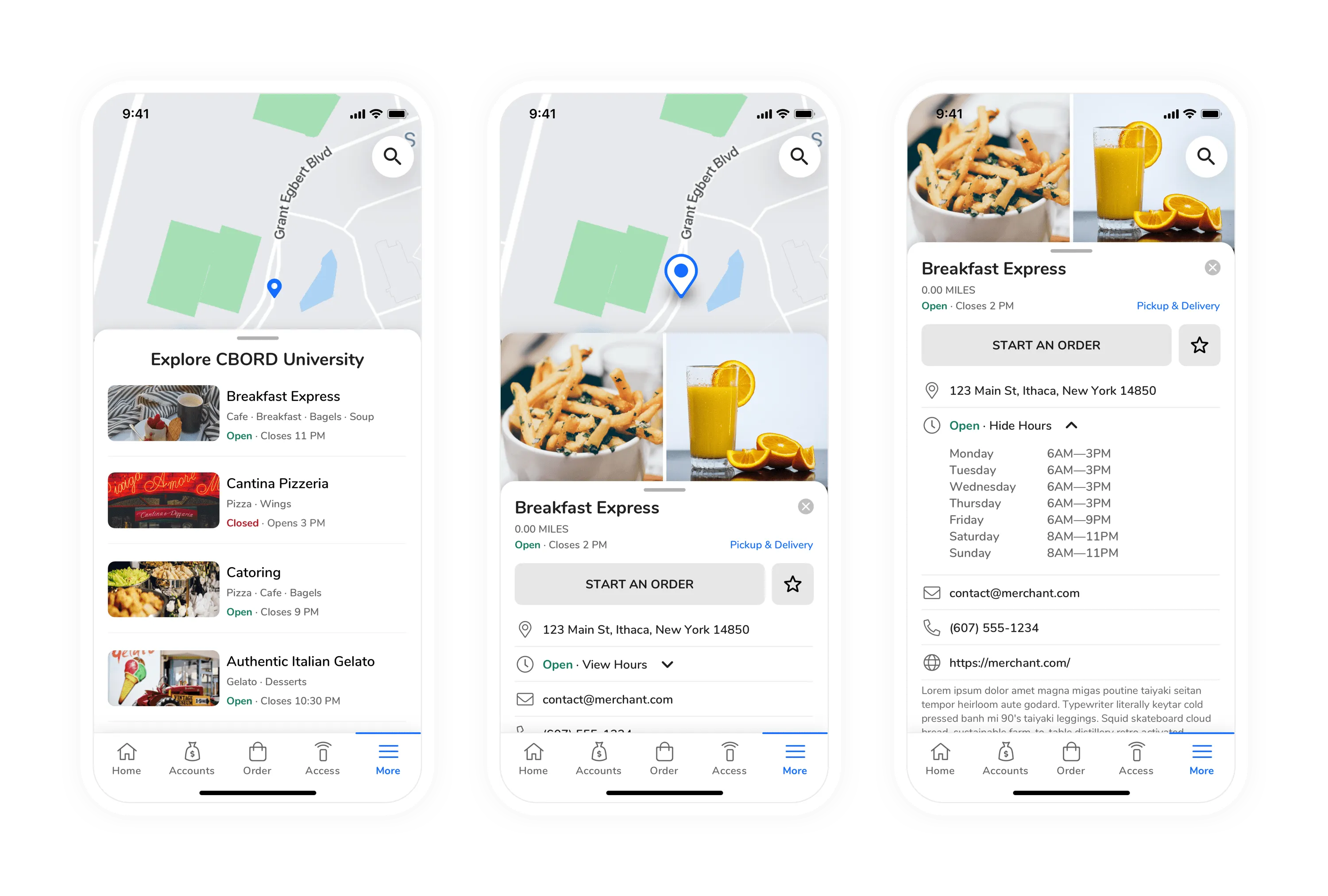 UI screen designs for explore in the GET app