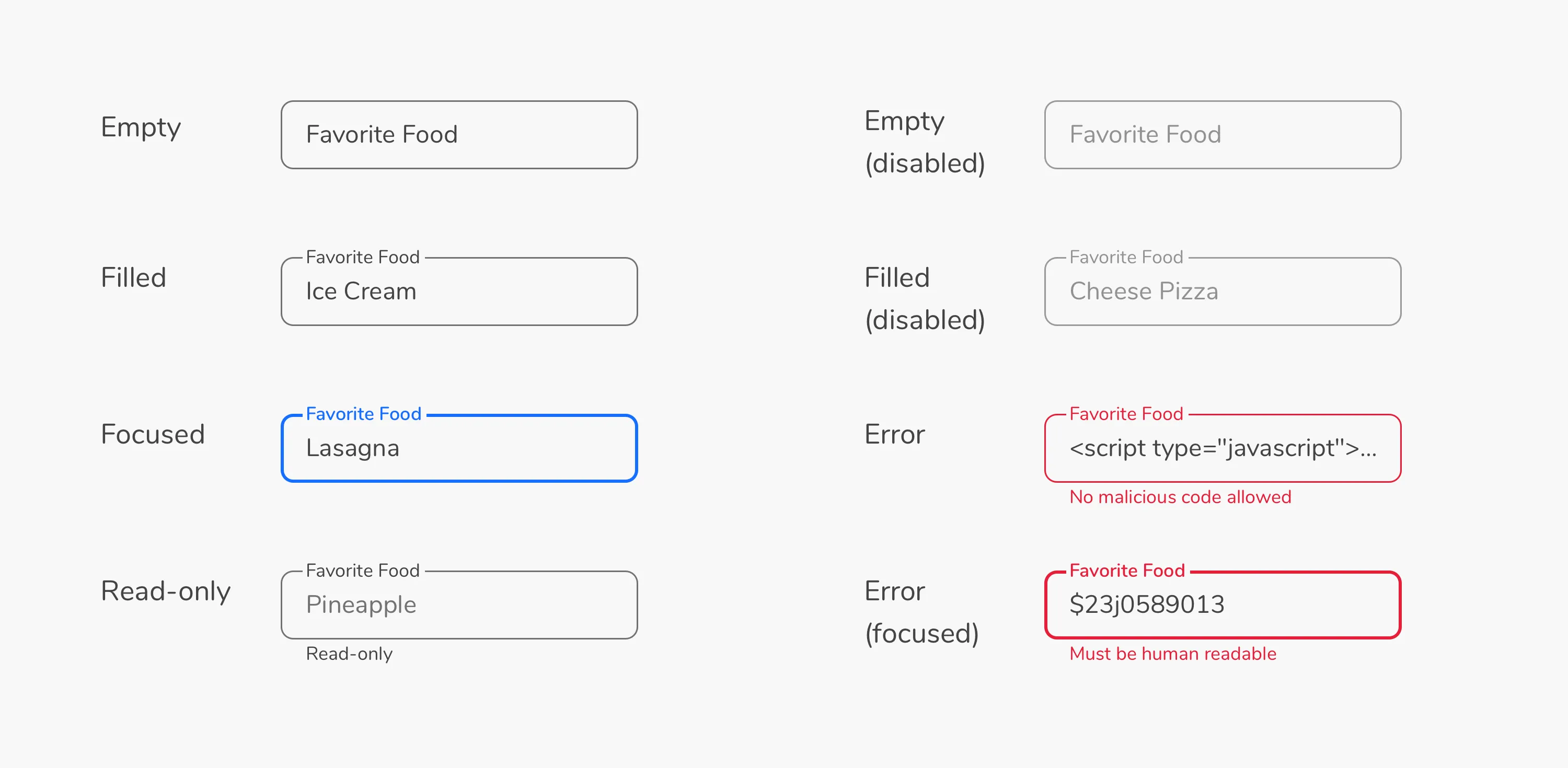 Current Aqua Design System Input States