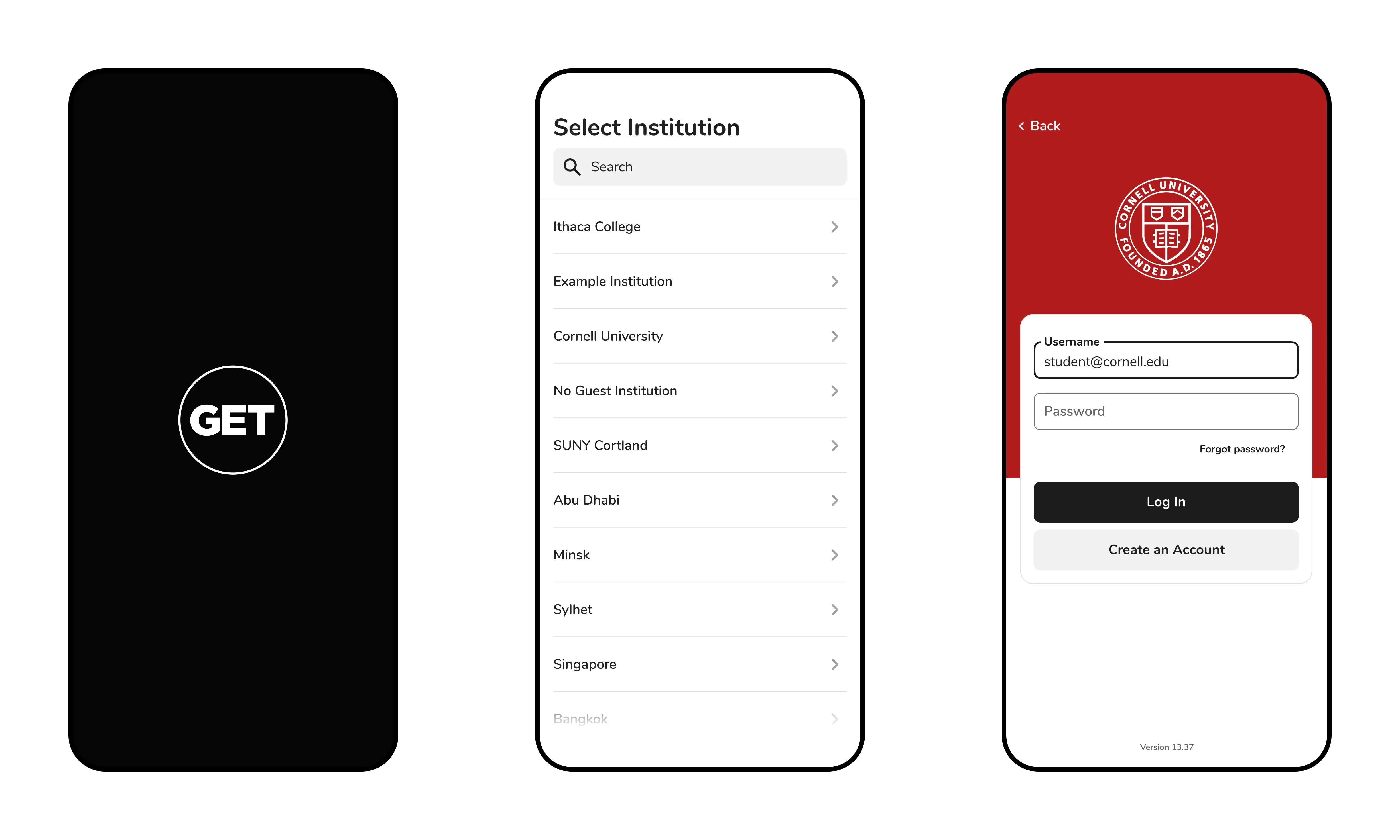 The user flow for logging in to GET