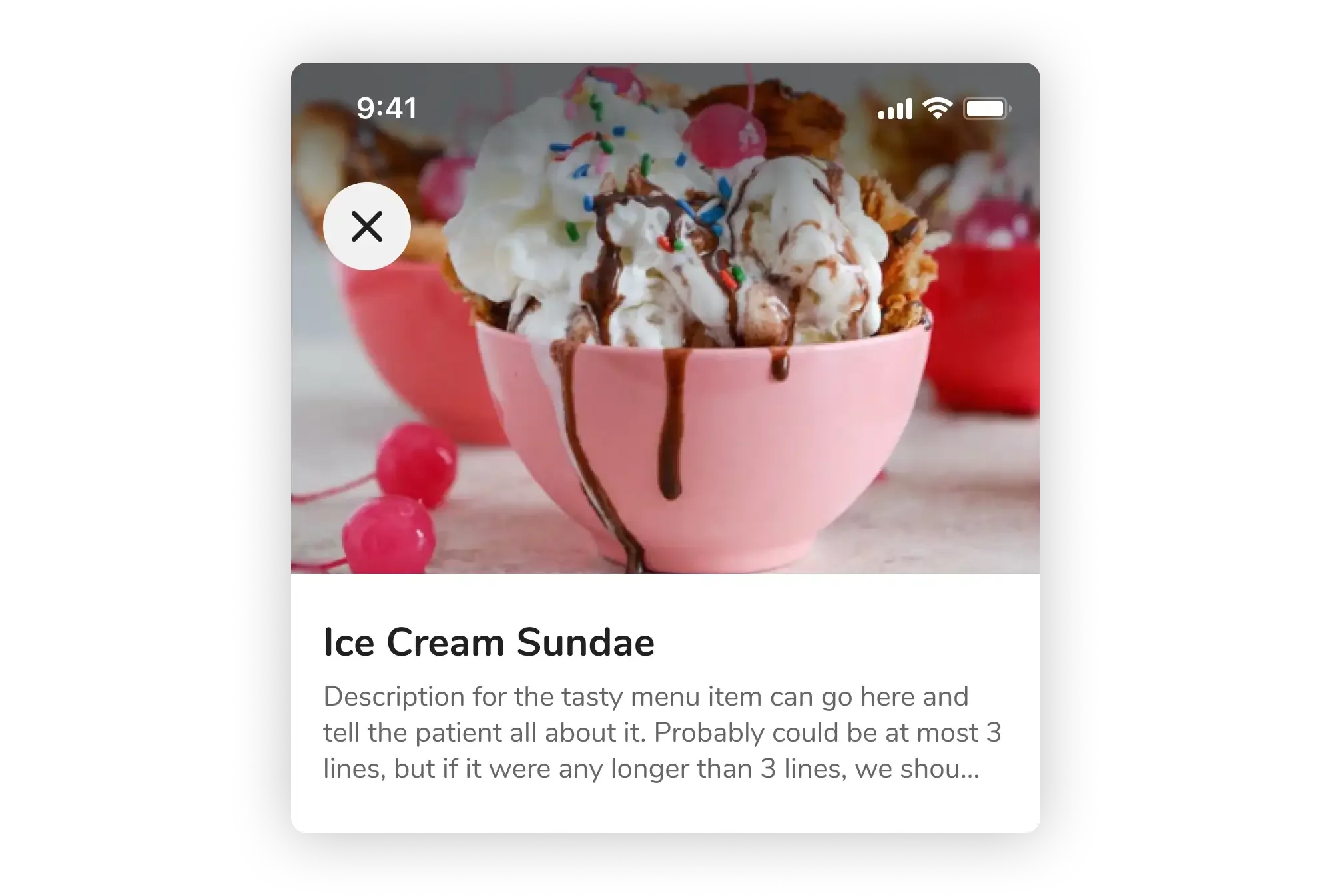 Screenshot of the Page Header Component in the Patient App
