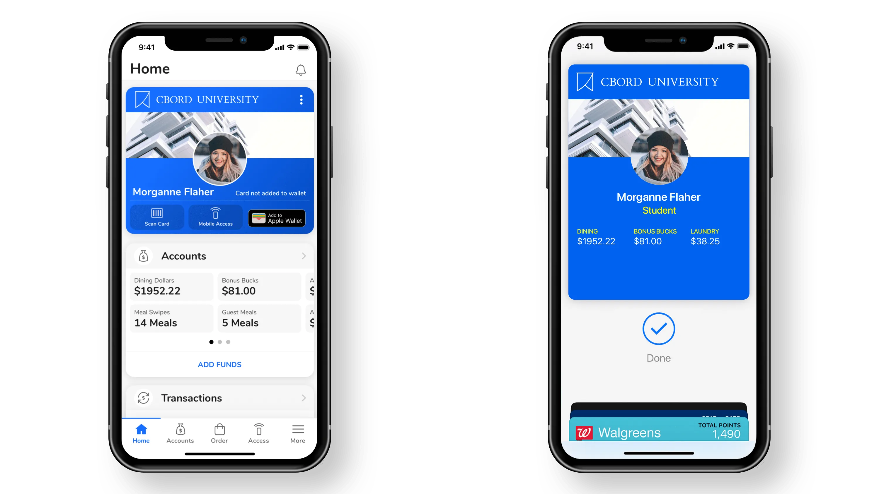 Screenshots of Student ID in GET and Student ID in Apple Wallet