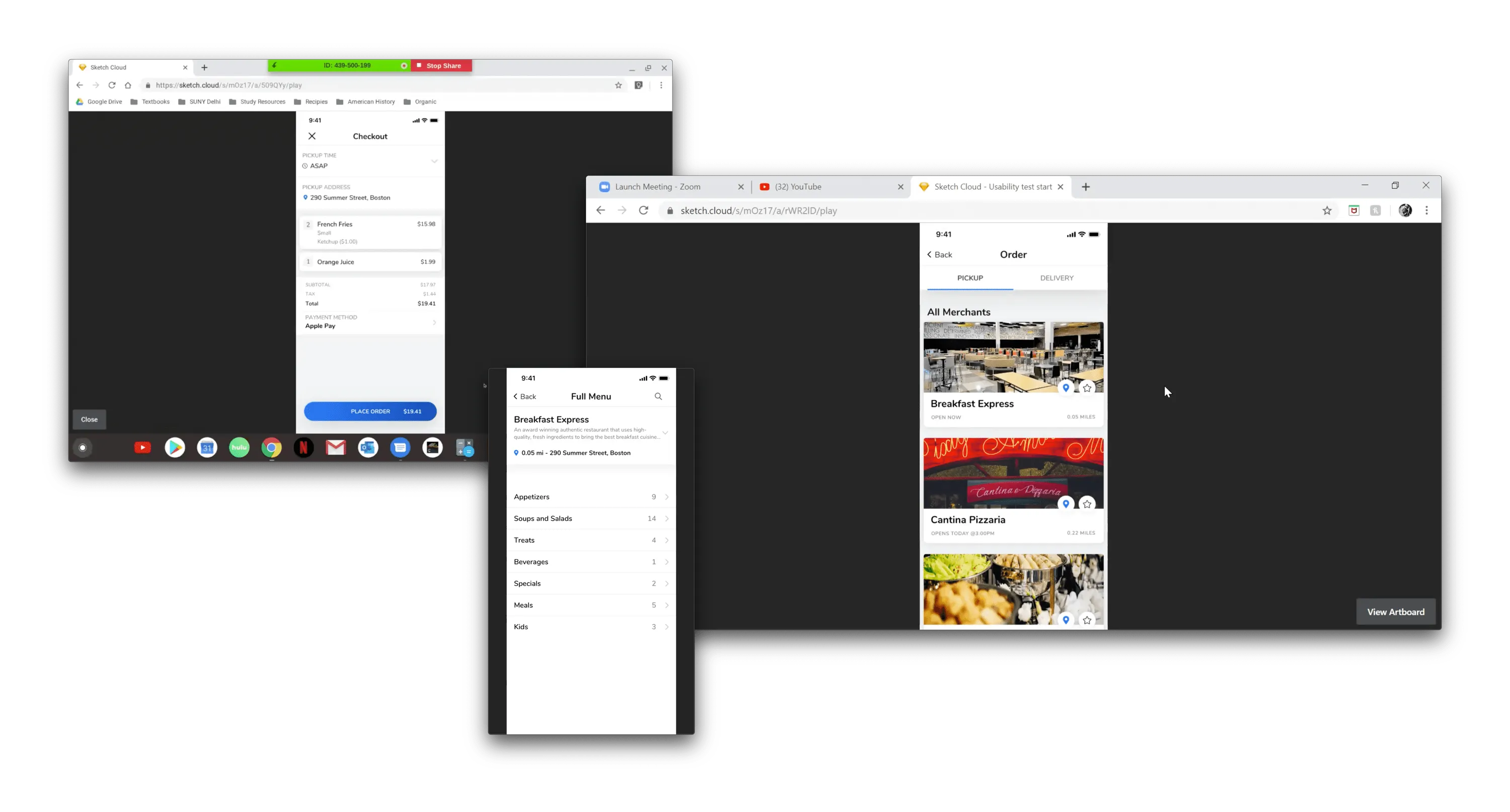 Screenshots of the Usability Testing